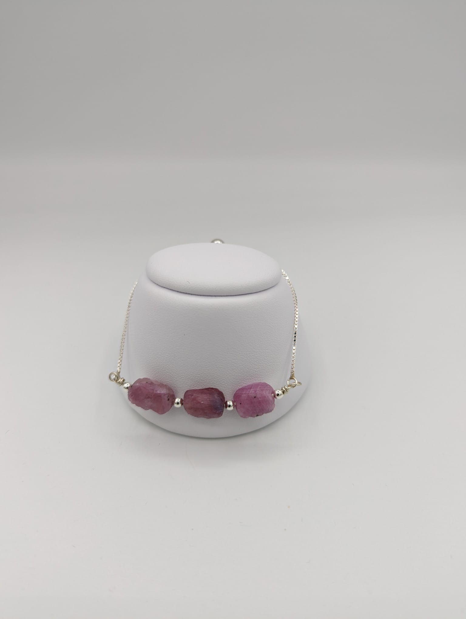 Radiant Passion: Sterling Silver Natural Ruby Adjustable Bracelet