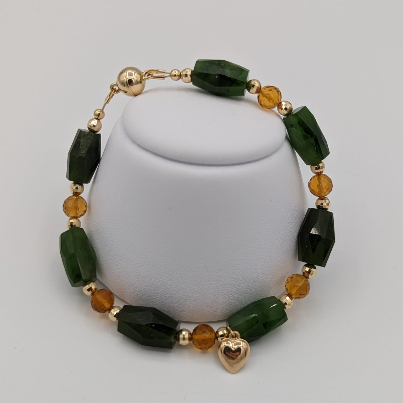 jade and citrine 14k gold bracelet
