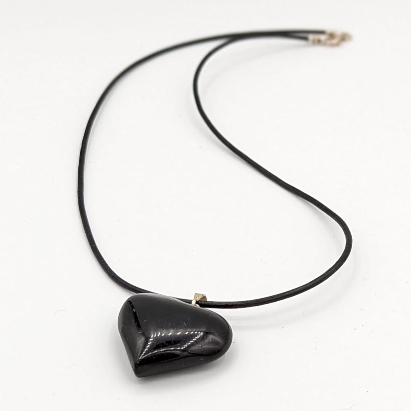 obsidian leather necklace
