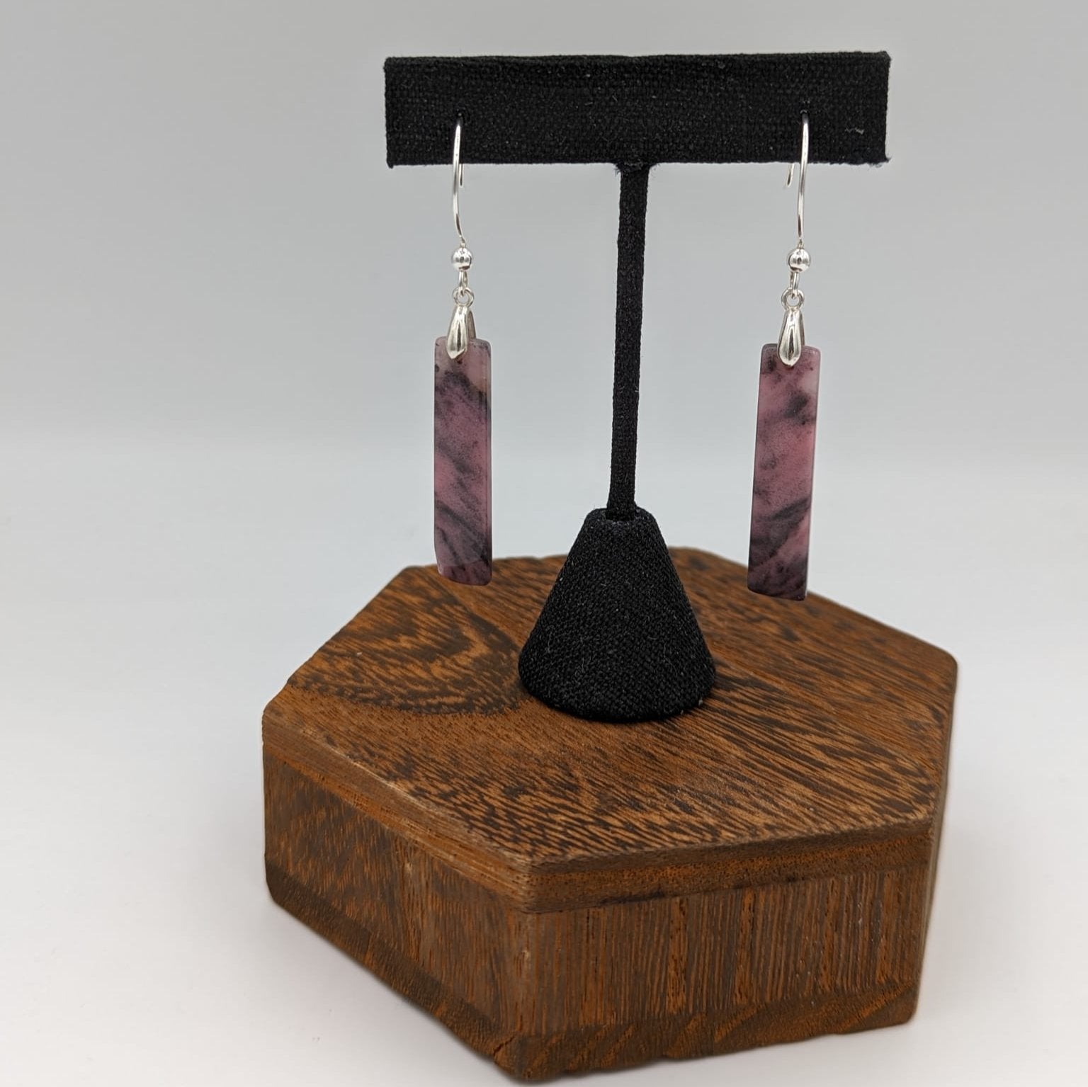 rhodonite drop earrings in sterling silver