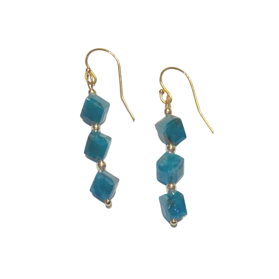 stunning blue apatite with 14k gold filled earwires