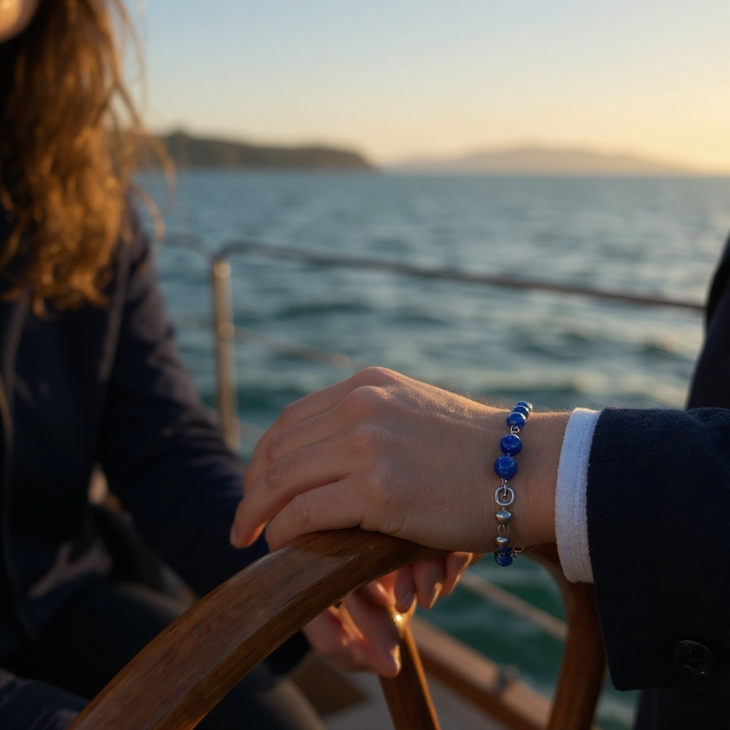 10mm Lapis Lazuli Faceted Men’s Bracelet with Gold-Filled Toggle Clasp