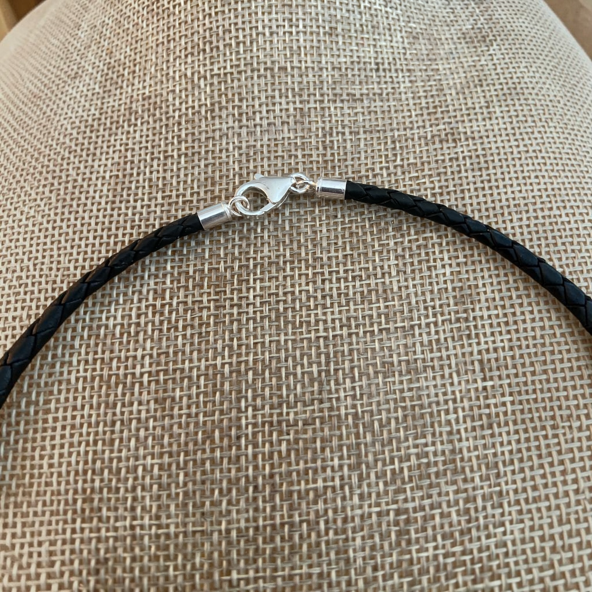 Black and White Agate Teardrop Men’s Leather Necklace - 20"