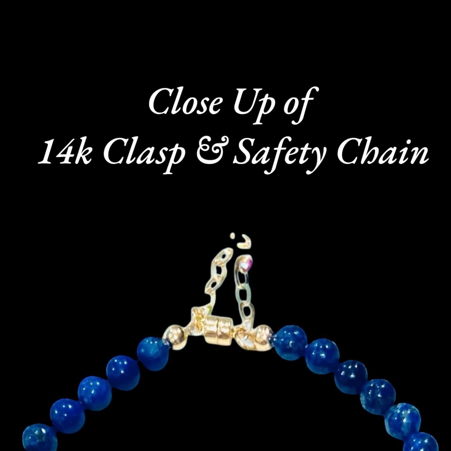Royal Elegance: 14K Solid Gold Lapis Lazuli Line Bracelet with Magnetic Clasp