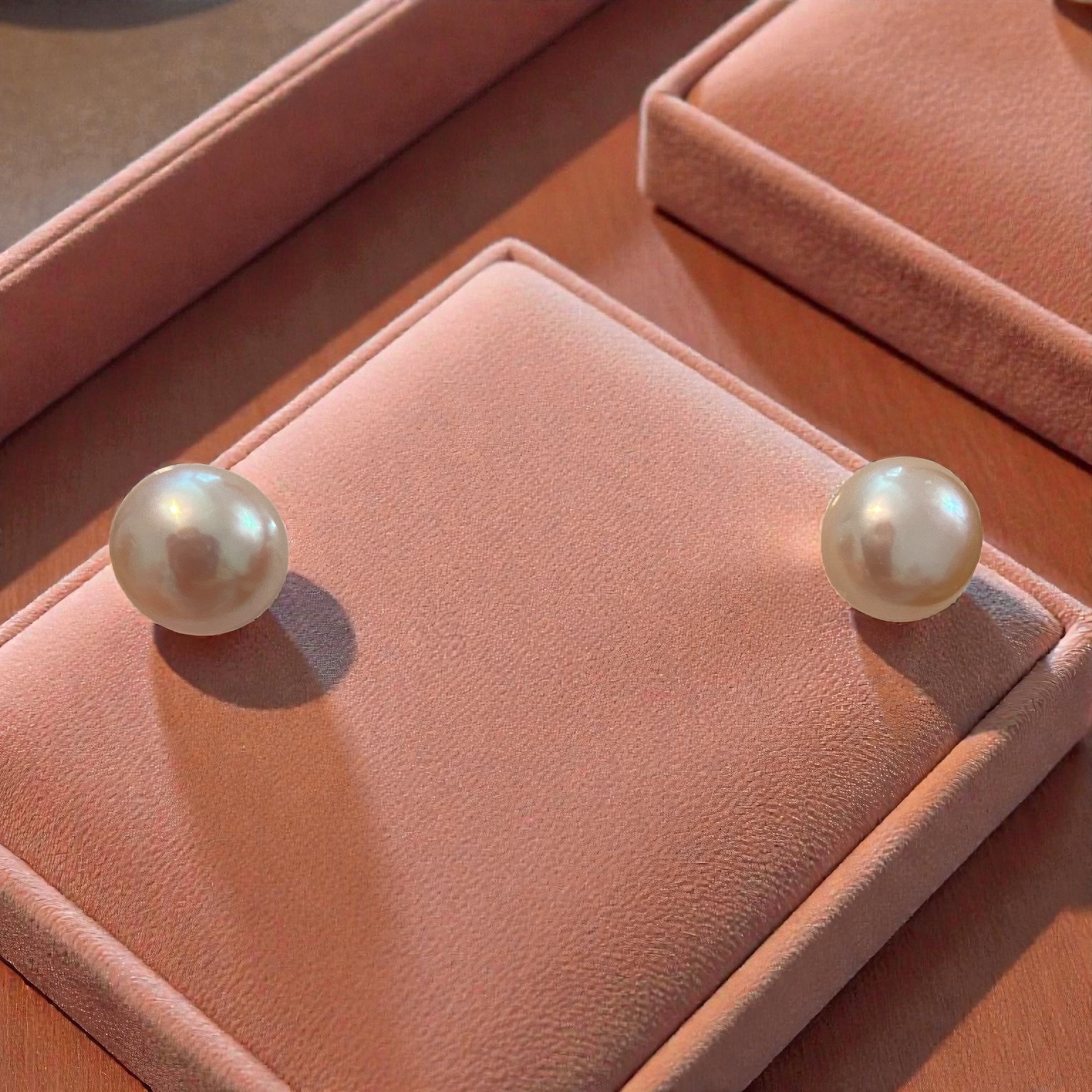 9 mm Pink Cultured Freshwater Pearl Stud Earrings in Sterling Silver
