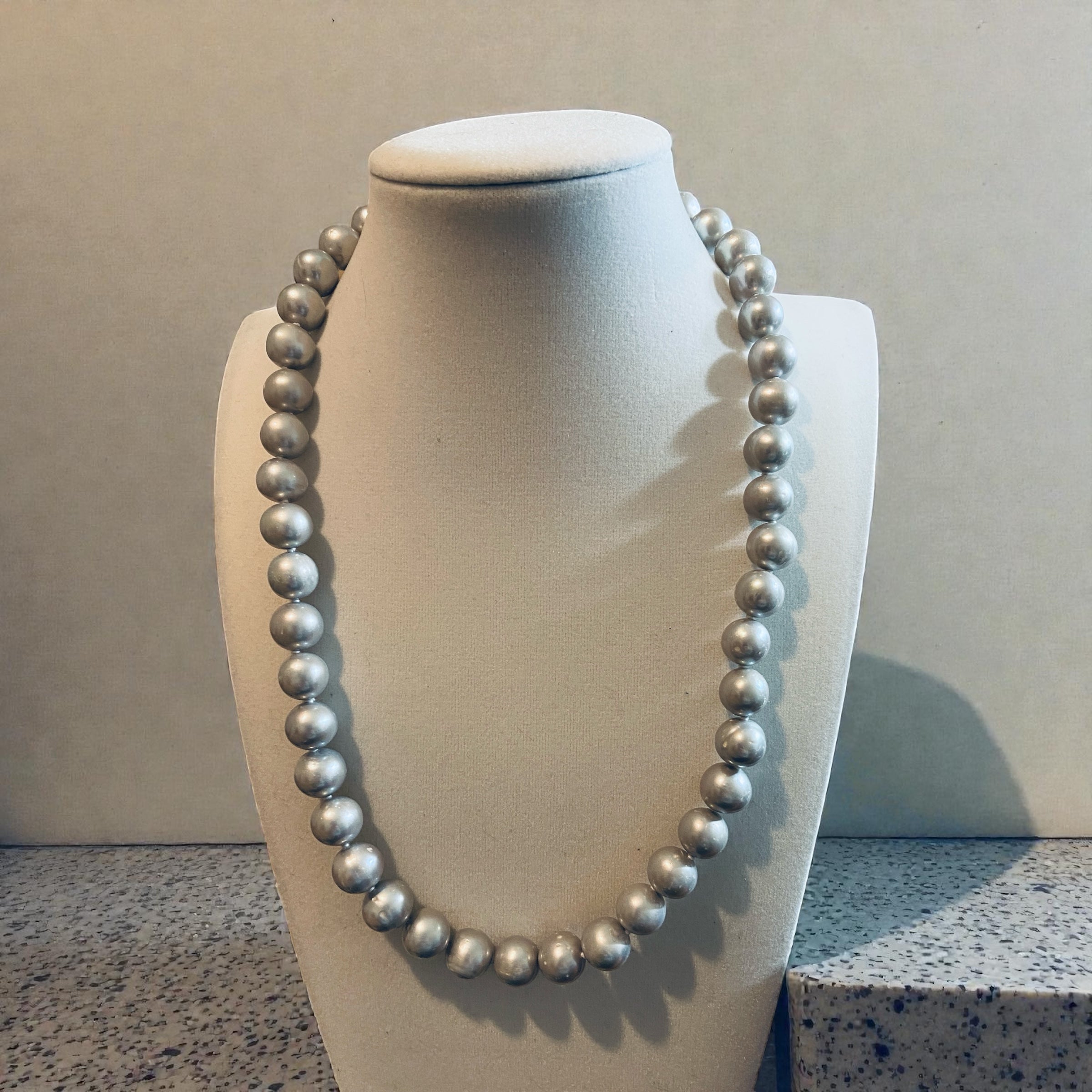 Platinum Cultured Freshwater Pearl Necklace, Sterling Silver, 12