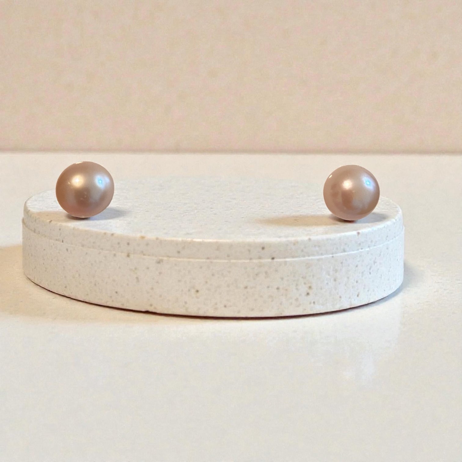 Lavender Freshwater Pearl Studs — 8.5 mm