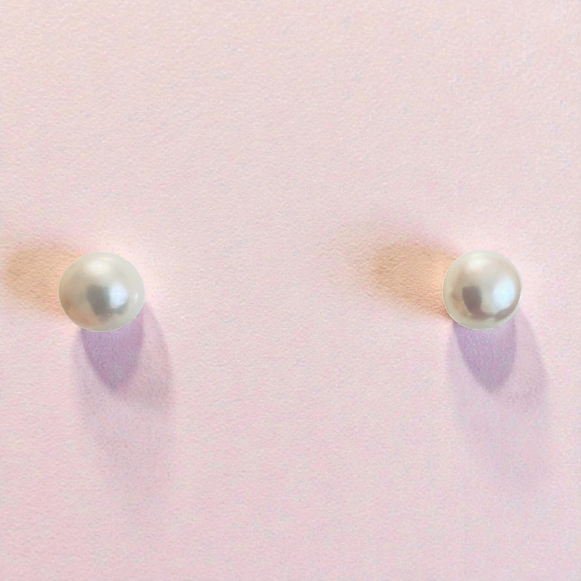 White Freshwater Pearl Studs — 8.5 mm