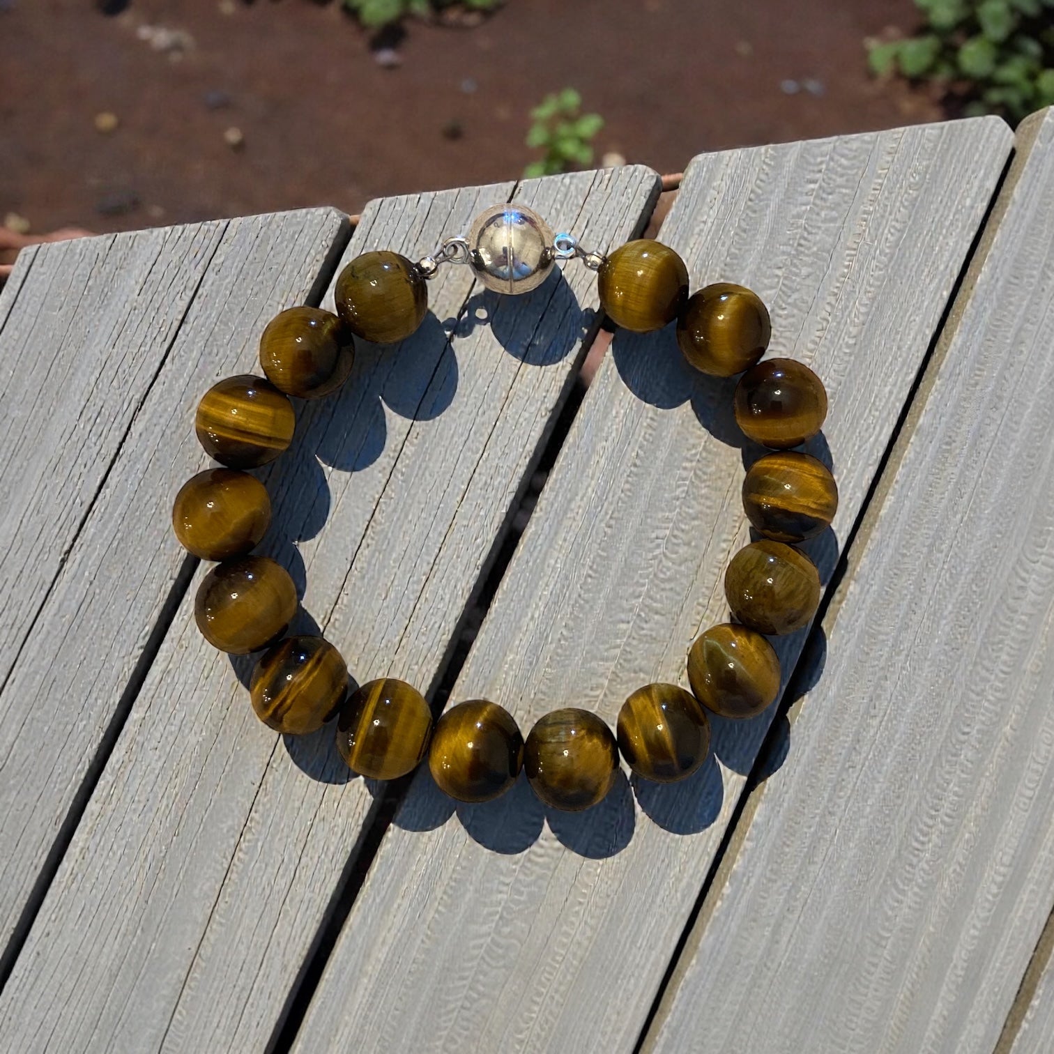 Men's Tigers Eye 12mm Gemstone Bracelet | Sterling Silver | Classic Men's Jewelry