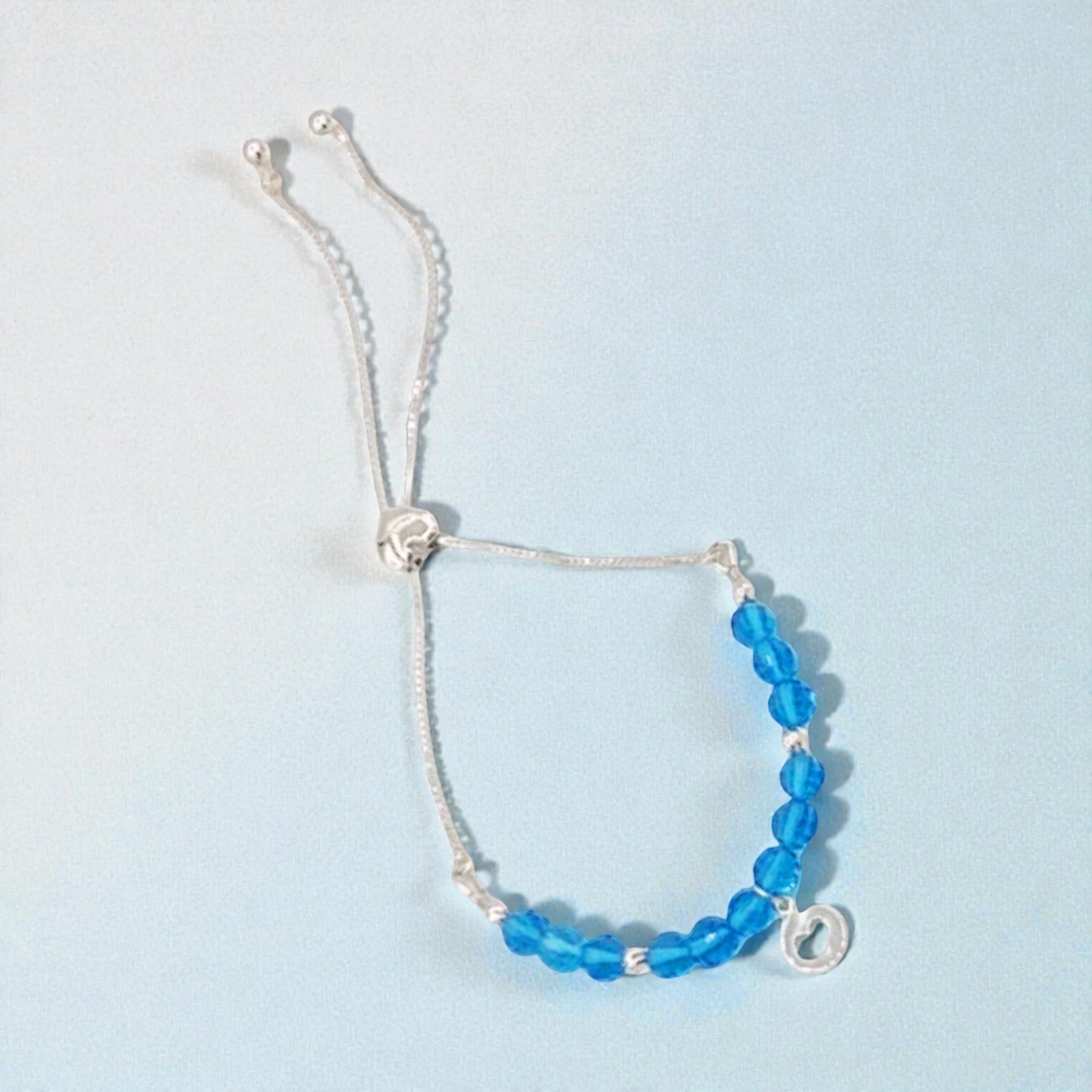 Sterling Silver Blue Topaz Gemstone Adjustable Bracelet
