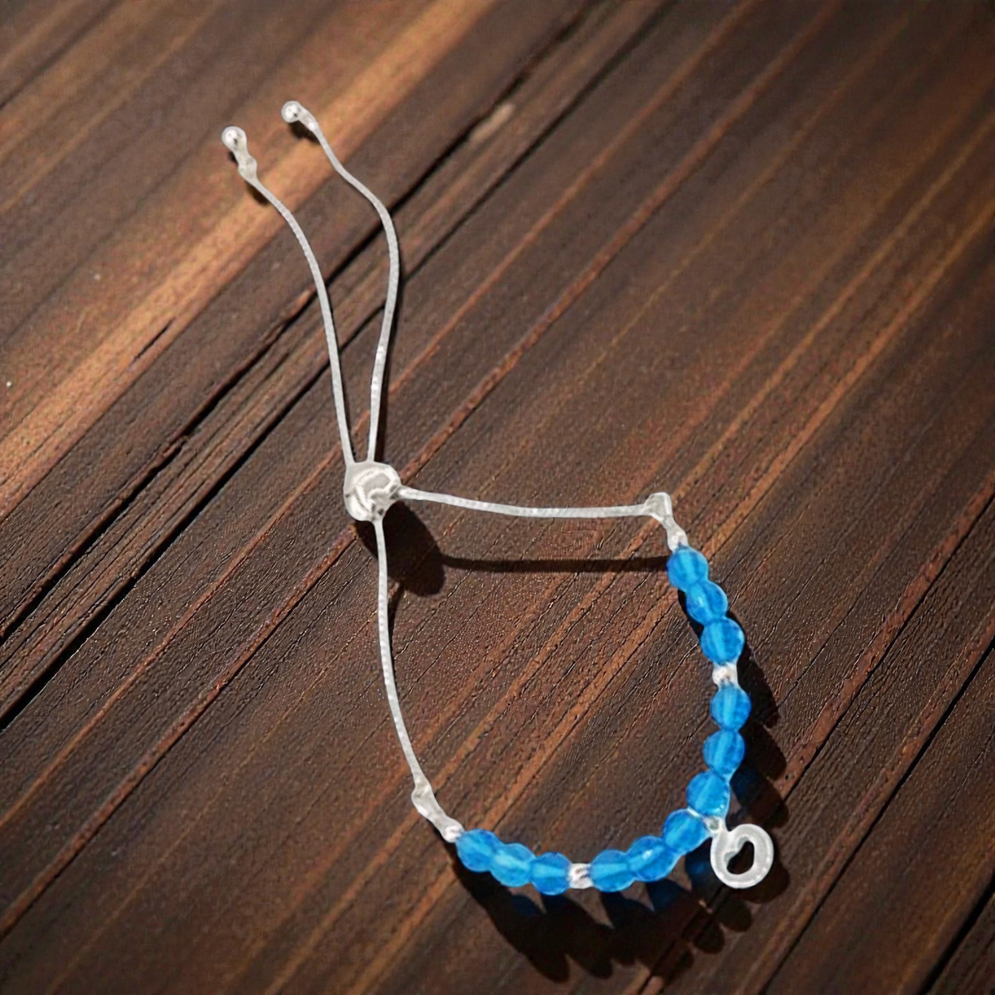 Sterling Silver Blue Topaz Gemstone Adjustable Bracelet