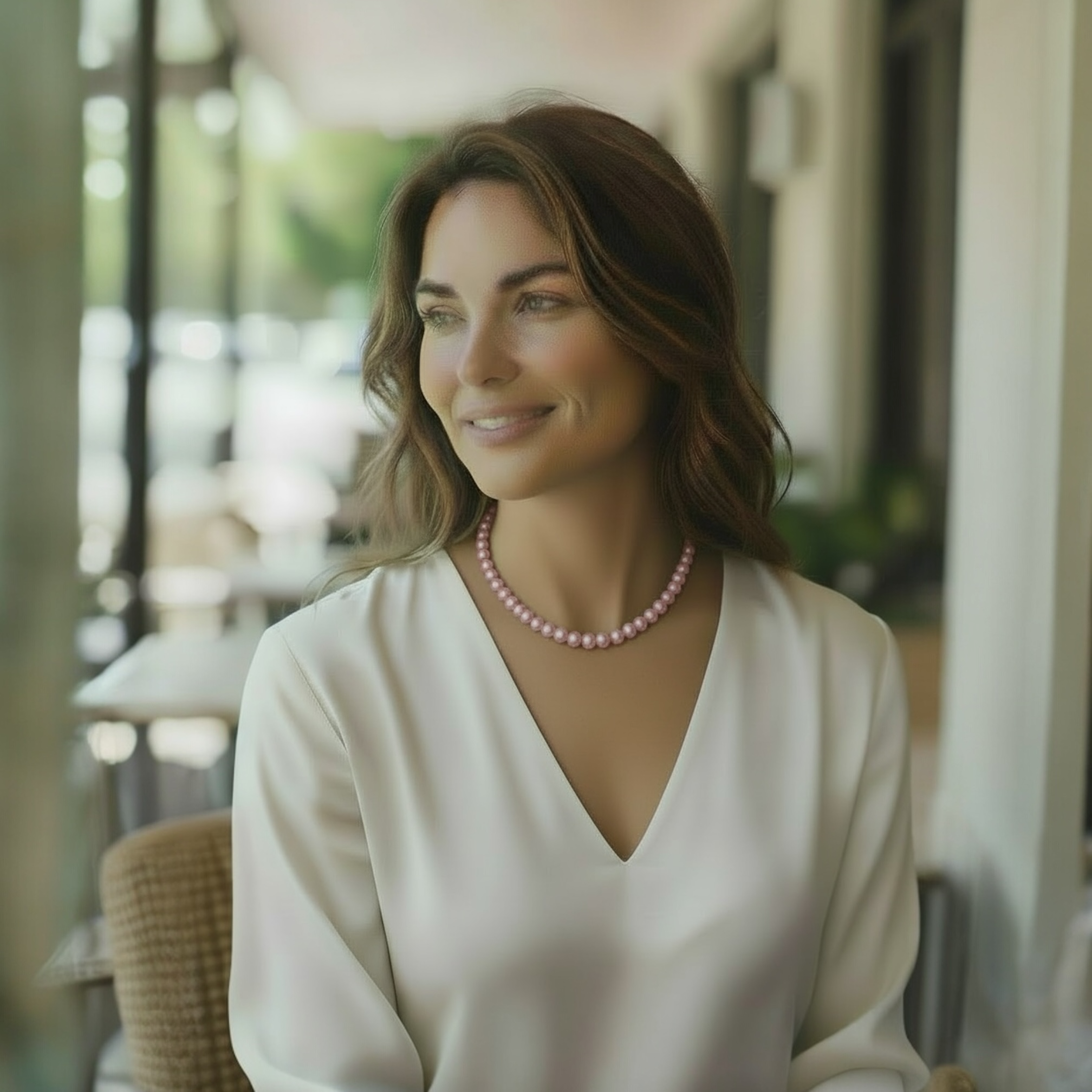 Rosé Champagne Freshwater Pearl Strand (18")