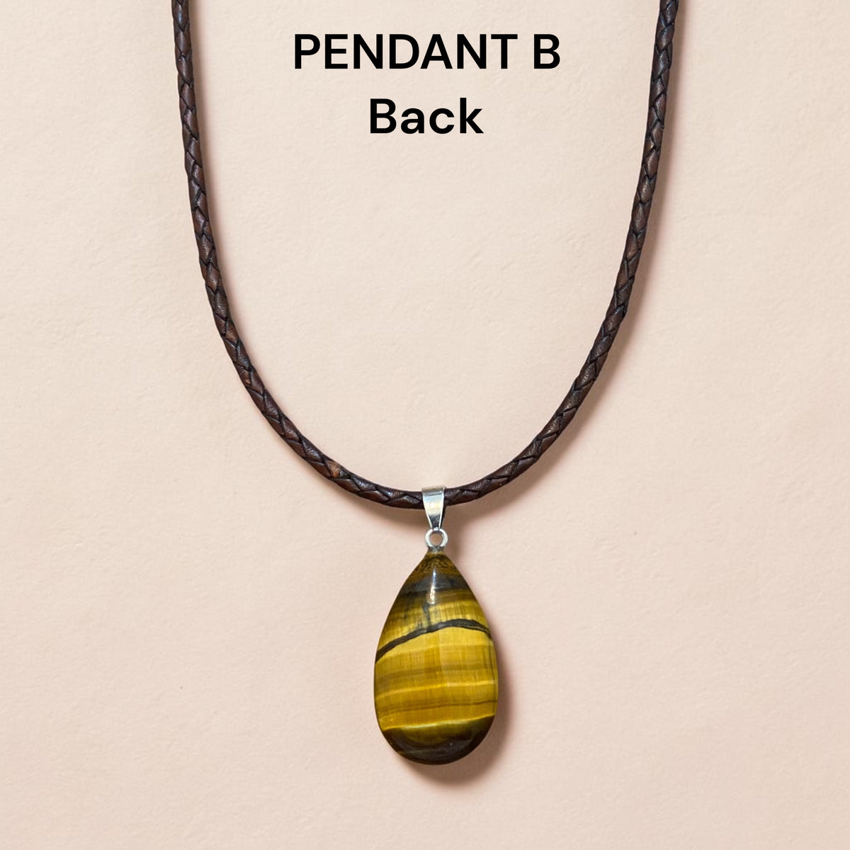 Men's Tigers Eye Braided Leather Necklace - 20"