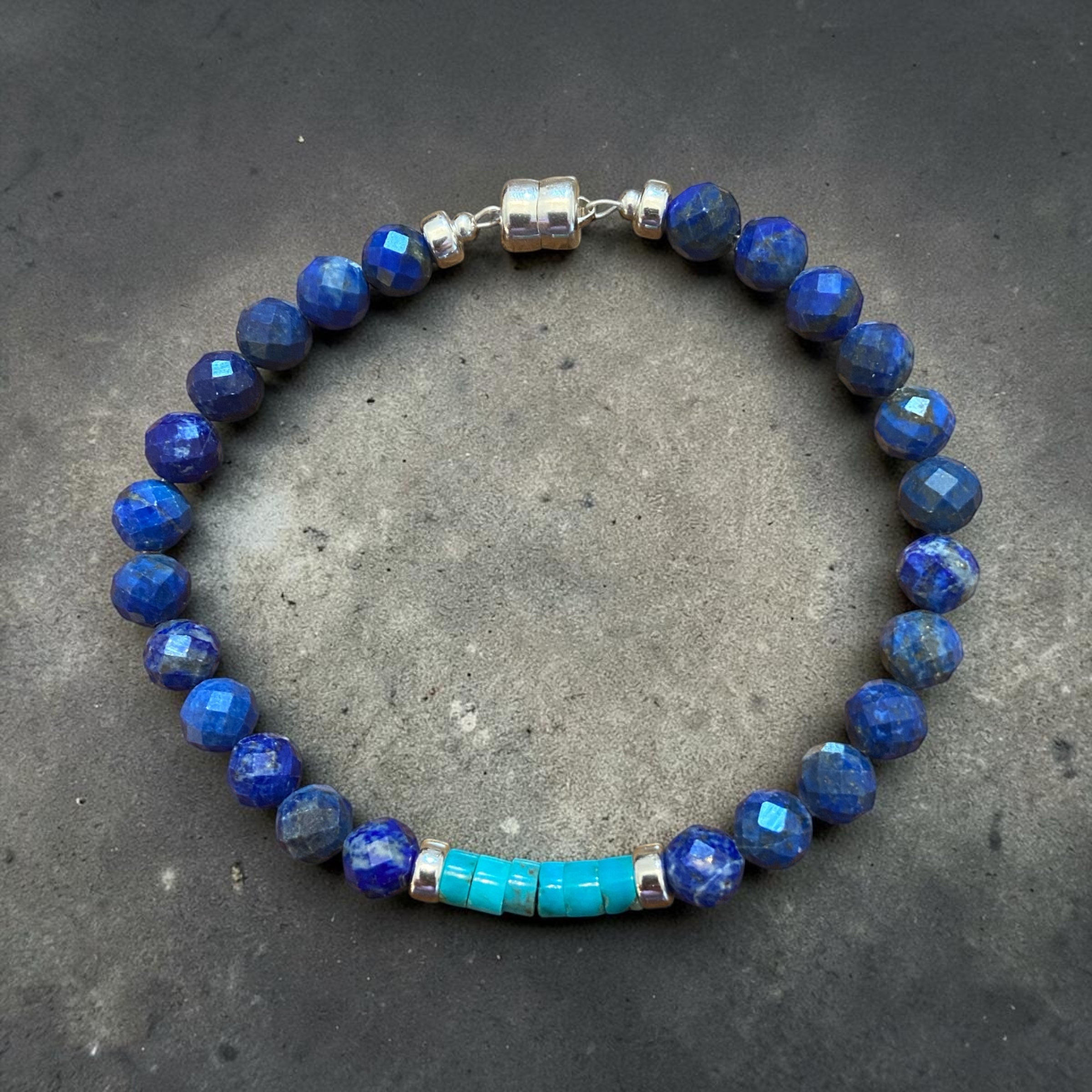 Turquoise with Lapis mens bracelet
