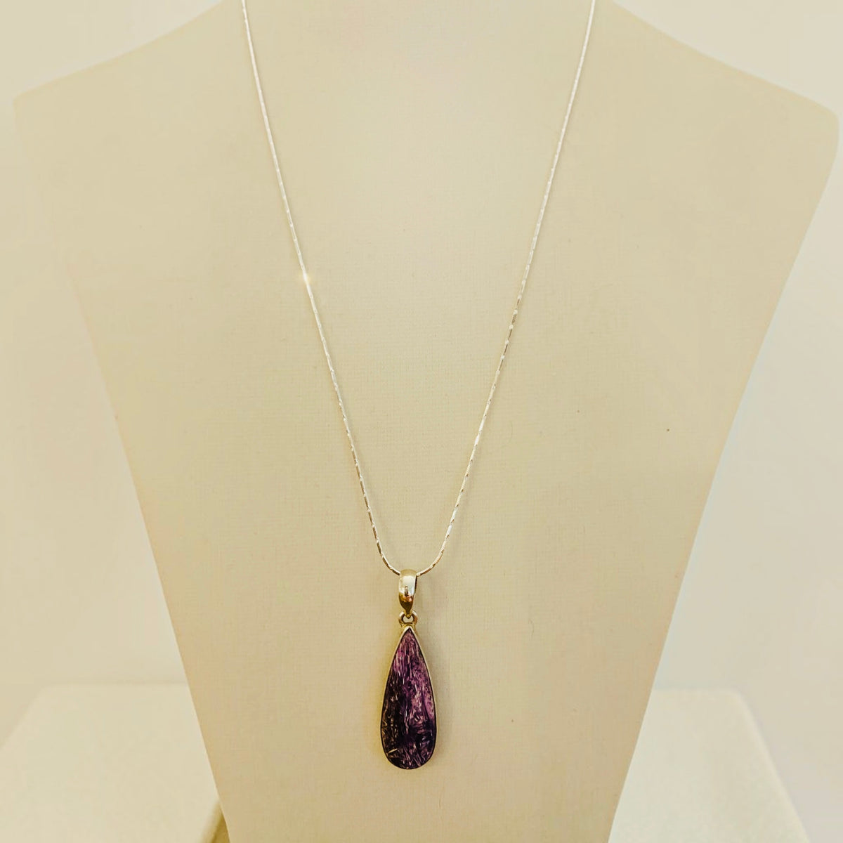 Charoite Pendant Necklace - Sterling Silver