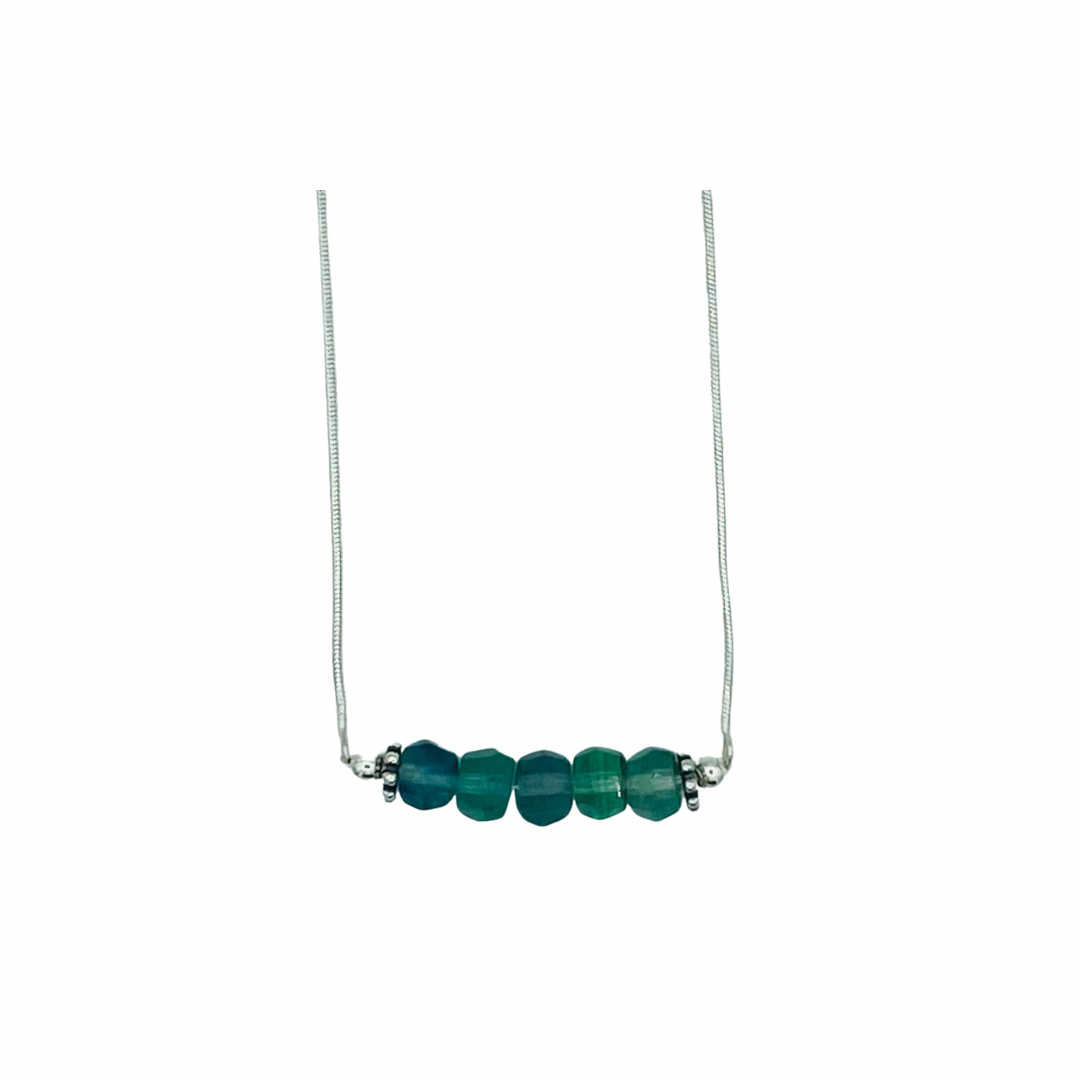 Green Team Fluorite Bar Necklace