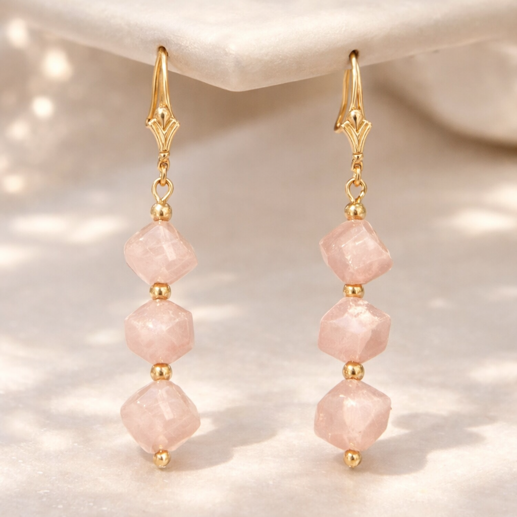 Lavender Glow: Handcrafted 14K Gold-Filled Kunzite Earrings