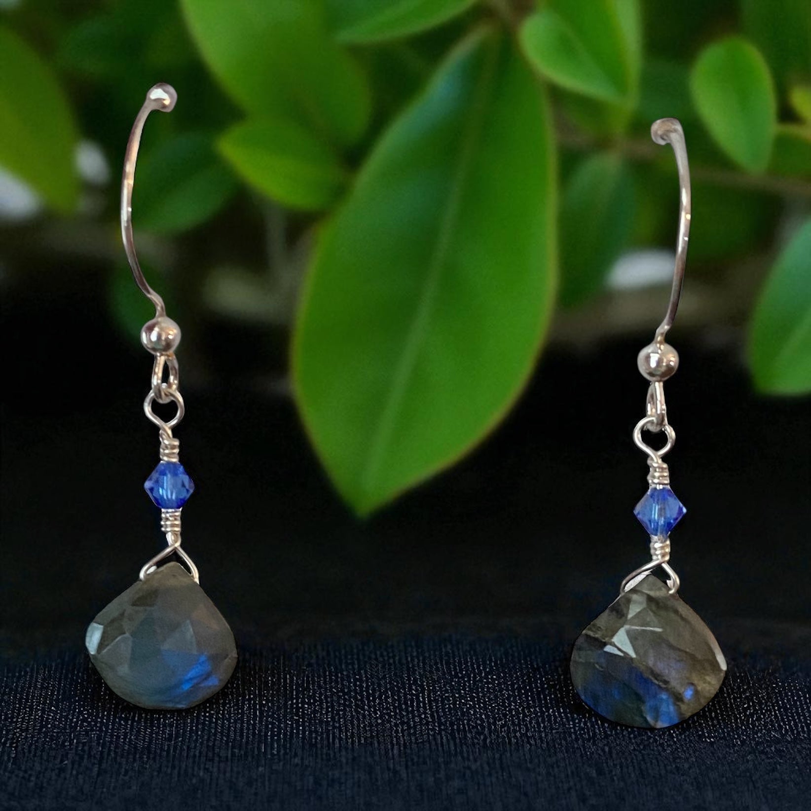 Labradorite Briolette with Swarovski Crystal
