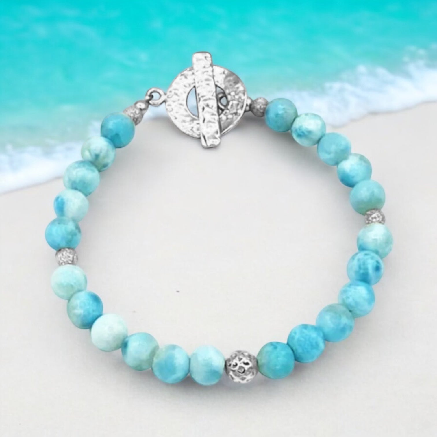 Serene Waters Larimar Artisanal Sterling Silver Bracelet