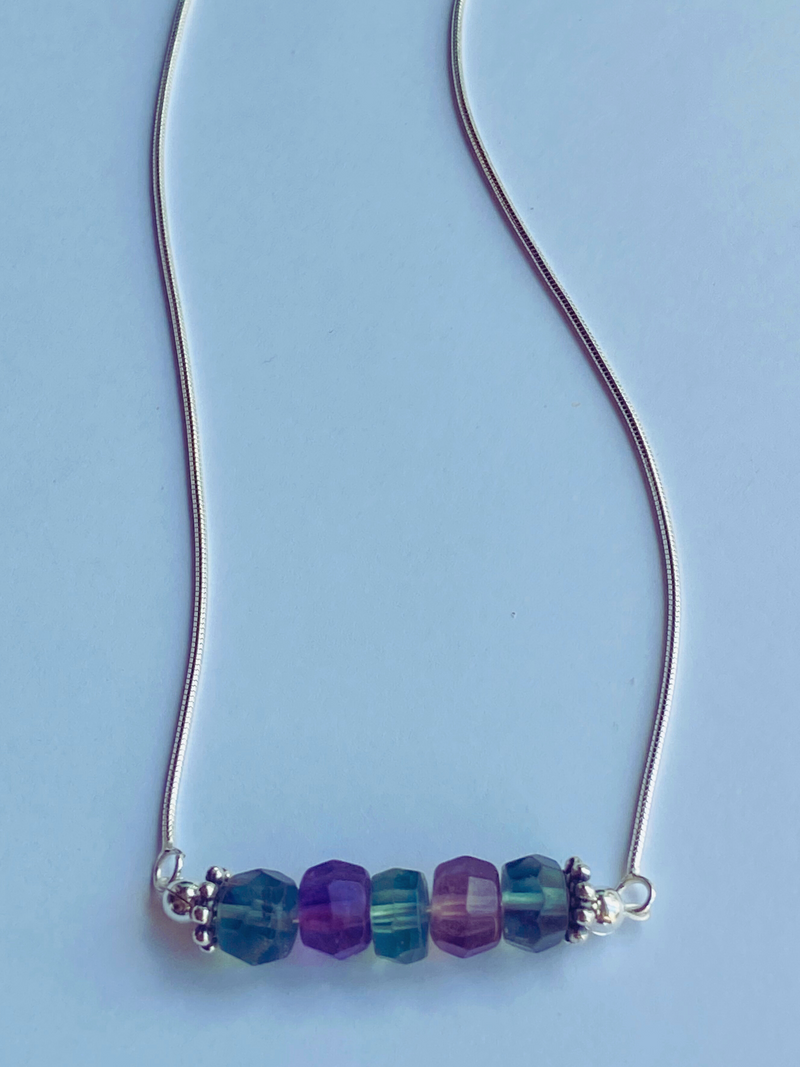 Rainbow Fluorite Fiesta Bar Necklace