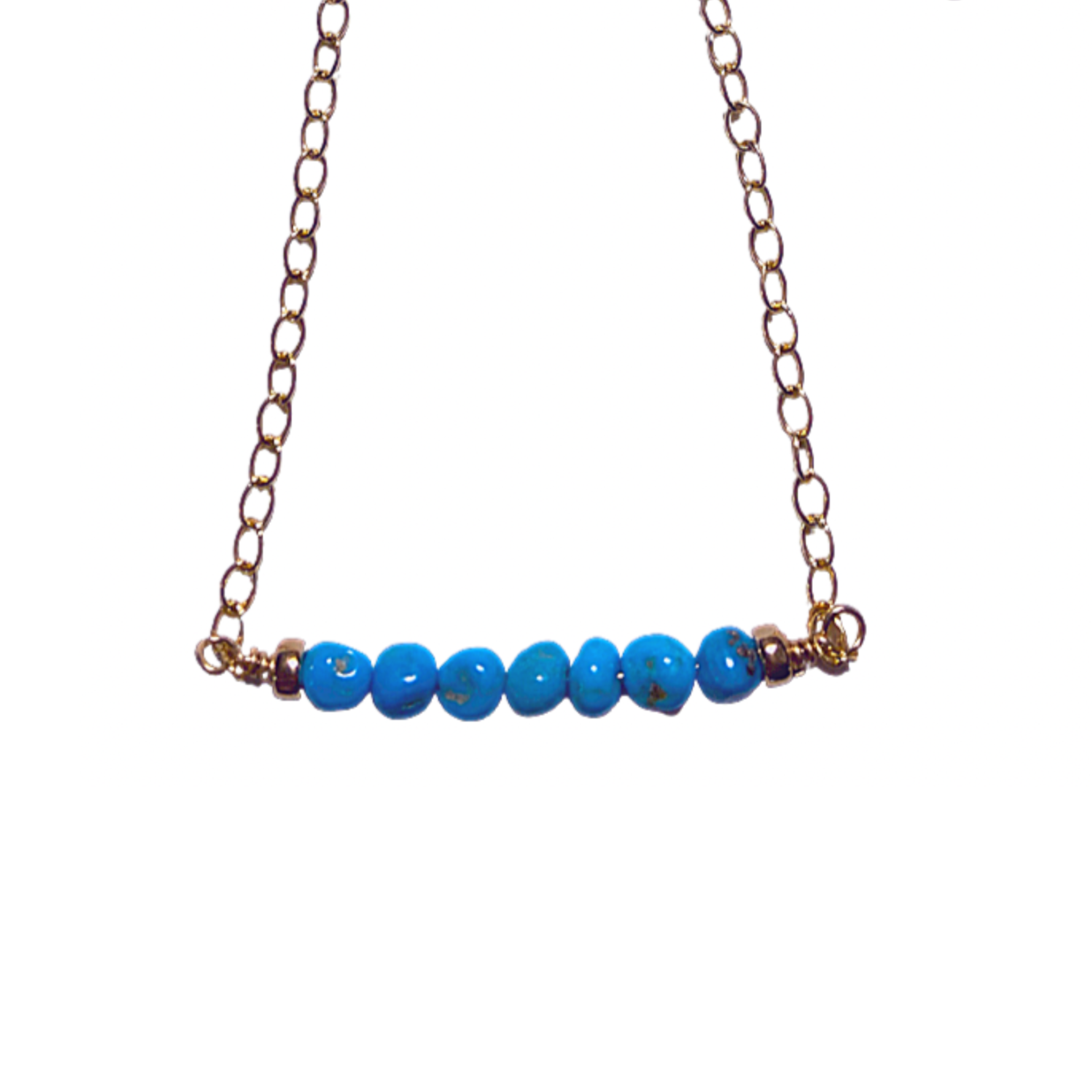 Gold-filled Sleeping Beauty Turquoise Beaded Bar Necklace