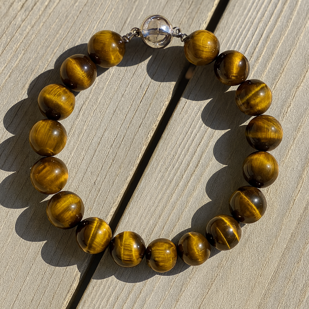 Men's Tigers Eye 12mm Gemstone Bracelet | Sterling Silver | Classic Men's Jewelry