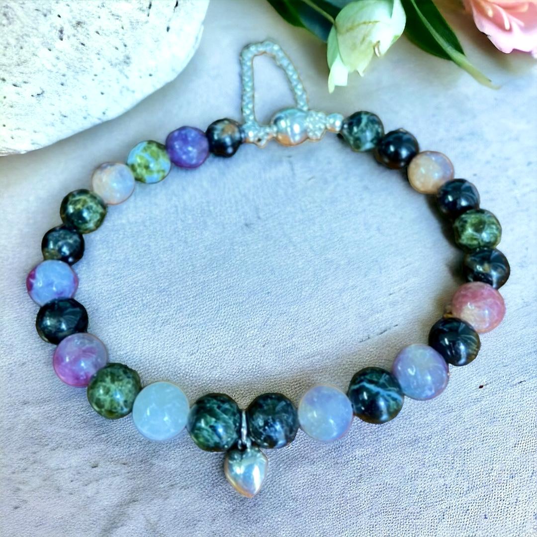 Tourmaline Heart Bracelet, Sterling Silver