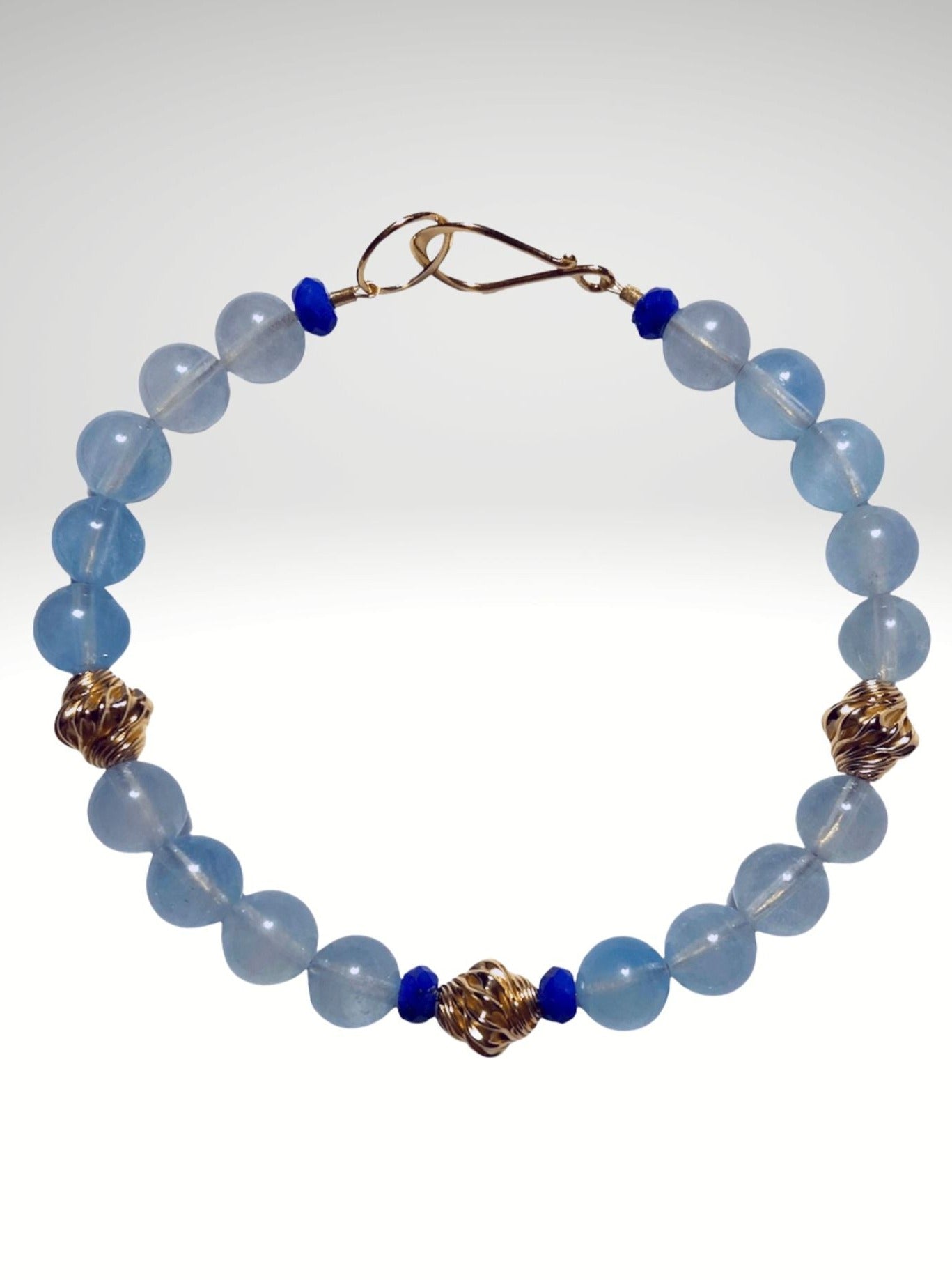 blue aquamarine and lapis gold-filled bracelet