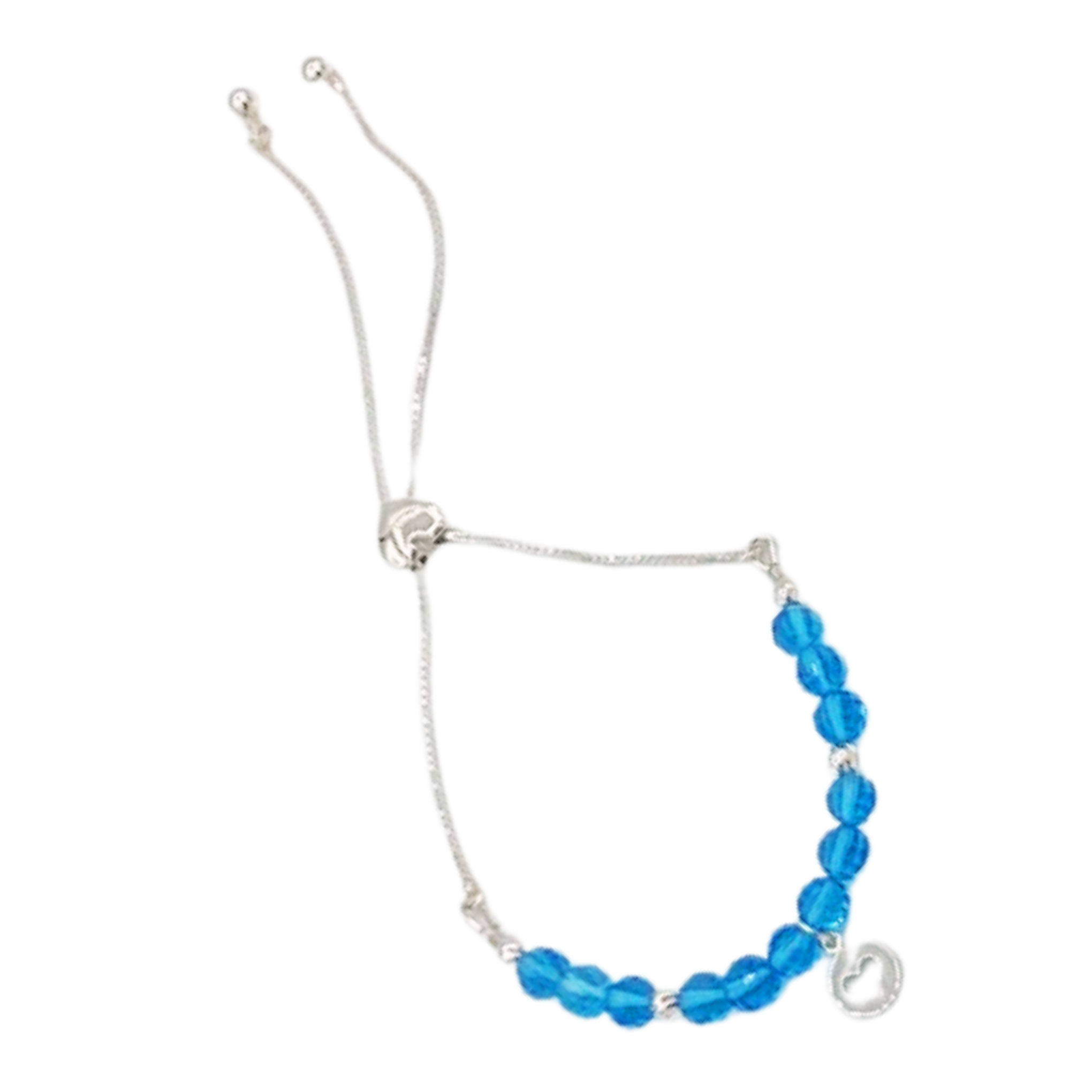 Sterling Silver Blue Topaz Gemstone Adjustable Bracelet