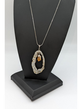Agate Slice with Citrine Drop with Sterling Silver Chain