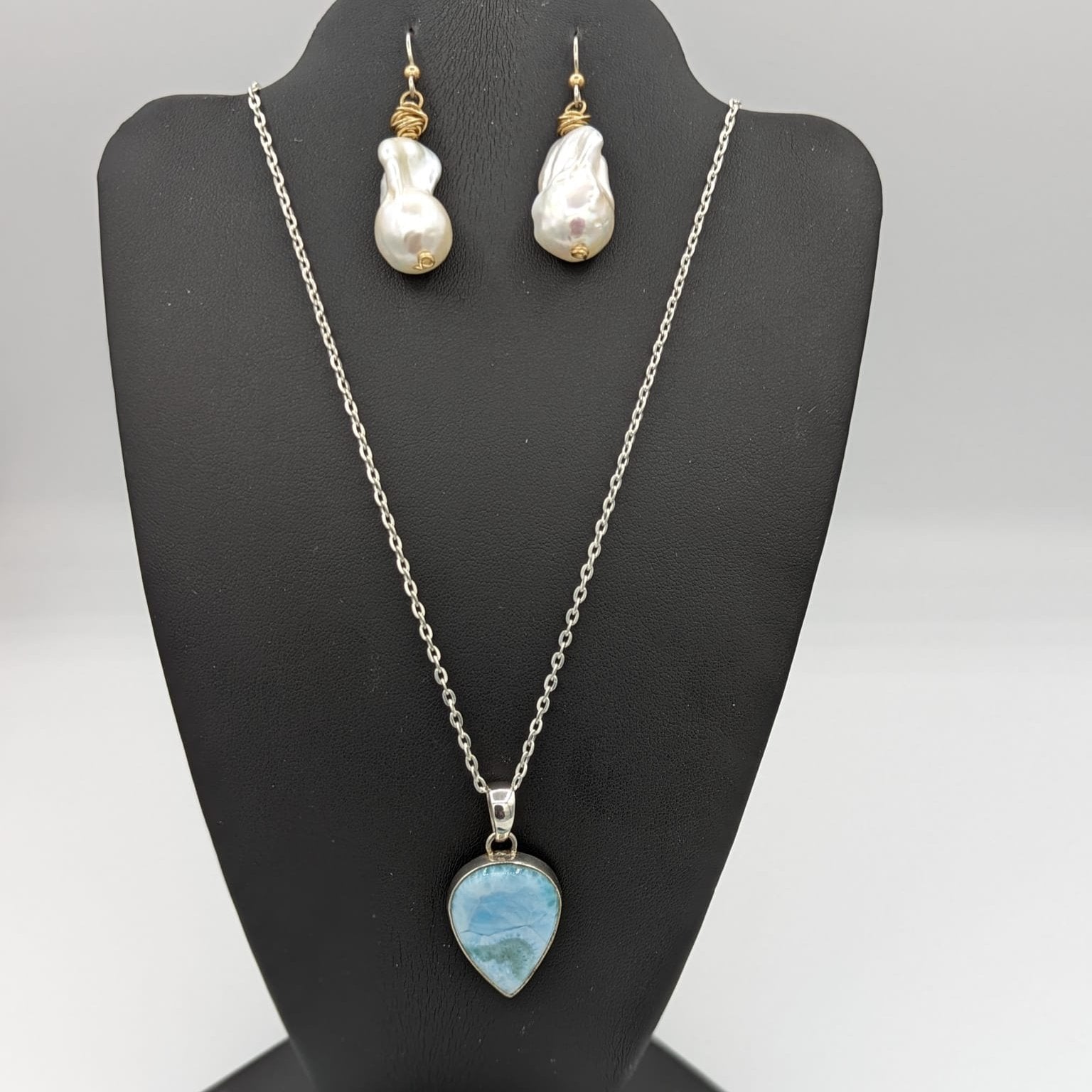 Ocean Serenity Larimar Pendant Necklace – Sterling Silver