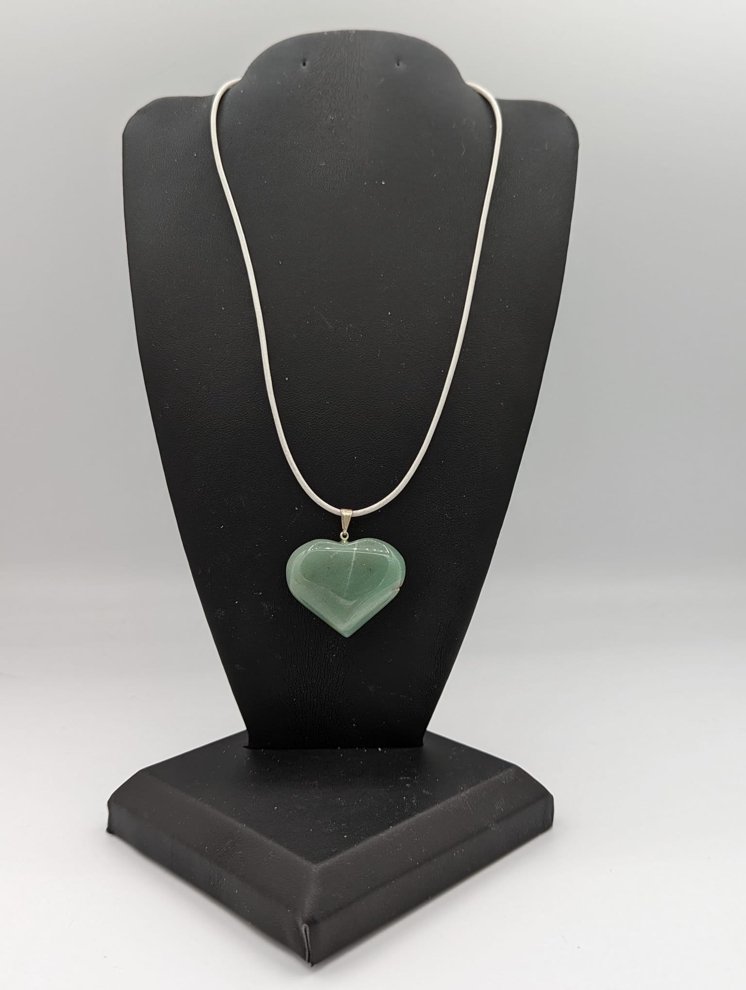 Leather Green Aventurine Heart Necklace