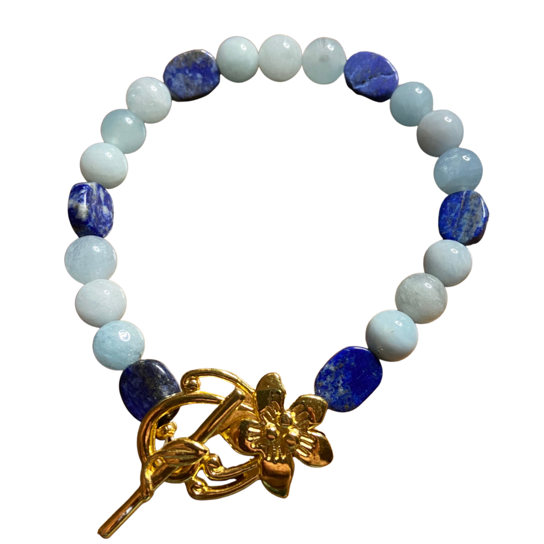 blue aquamarine and lapis lazuli bracelet