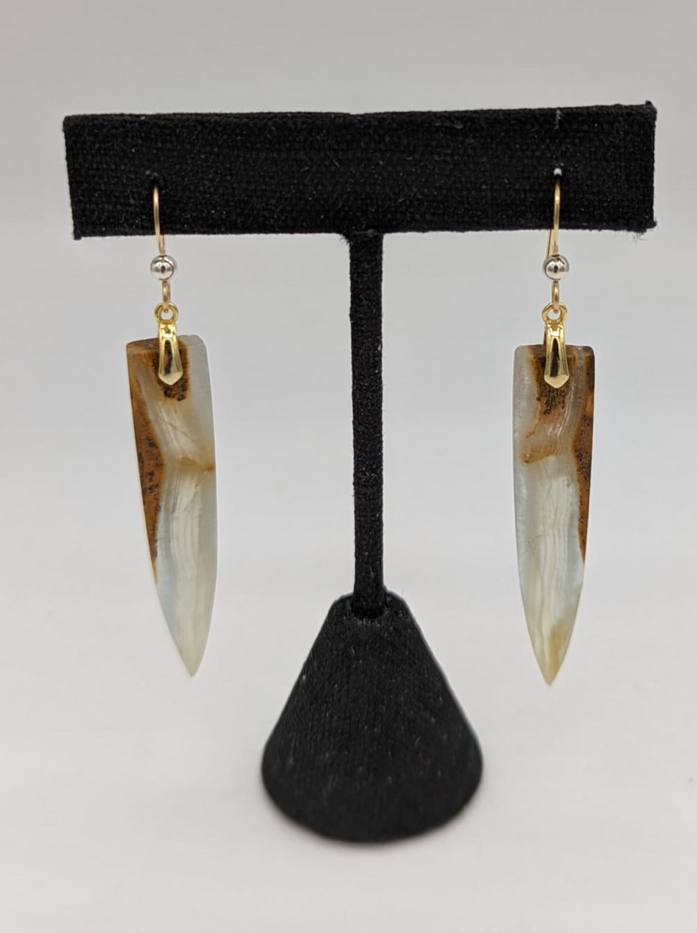 14K Gold-filled Handcrafted Lemurian Aquatine Dagger Earrings