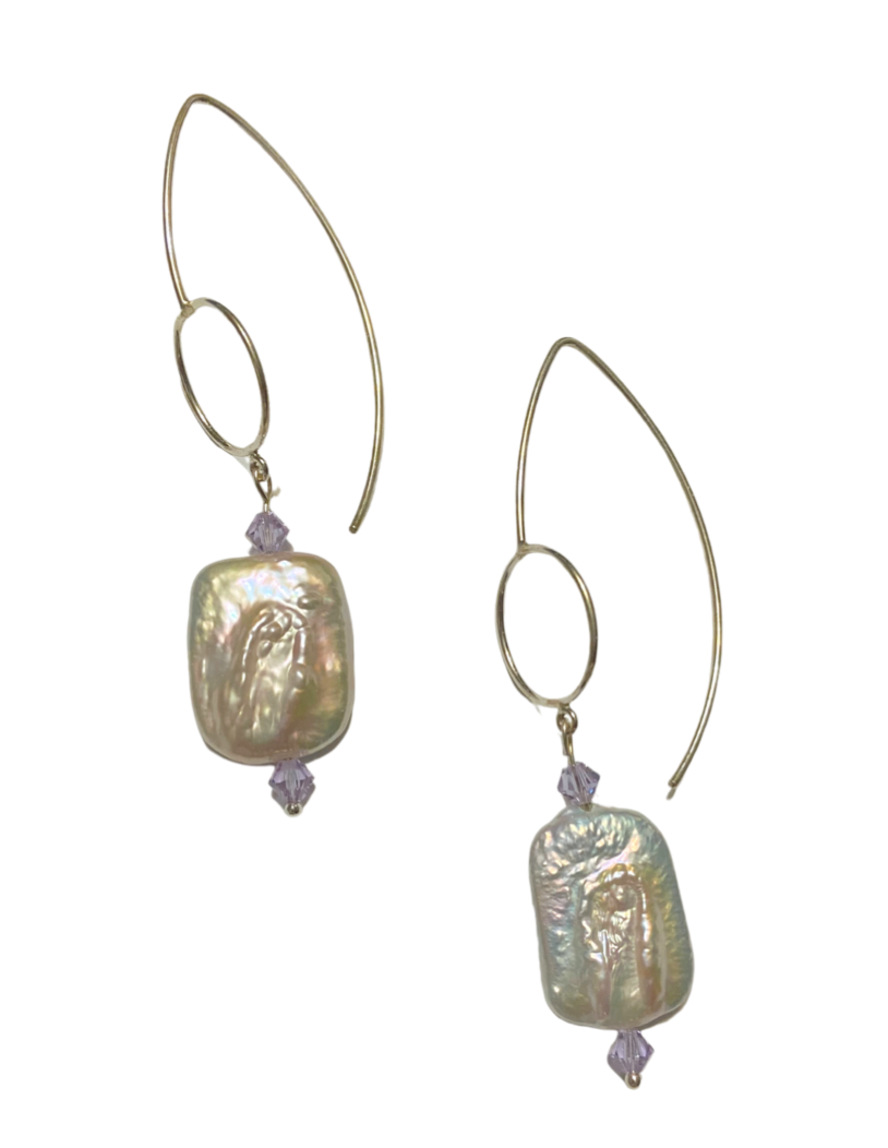 cultured freshwater pearl with swarovski crystal earrings