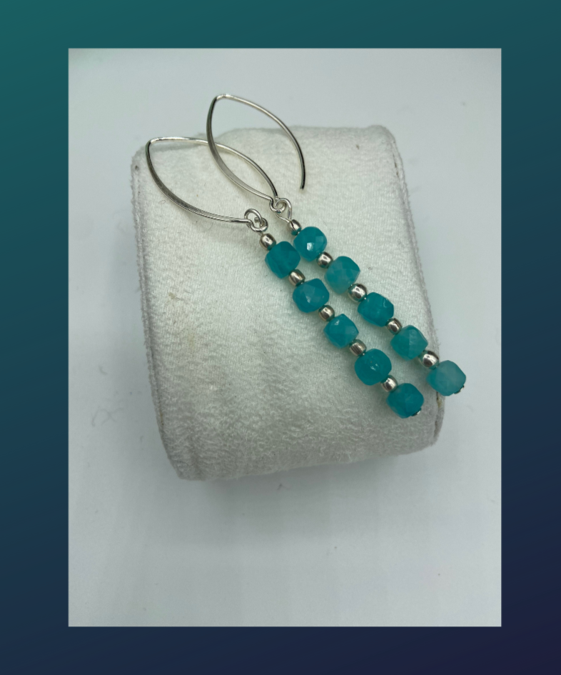 elegant faceted brazilian amazonite earrings