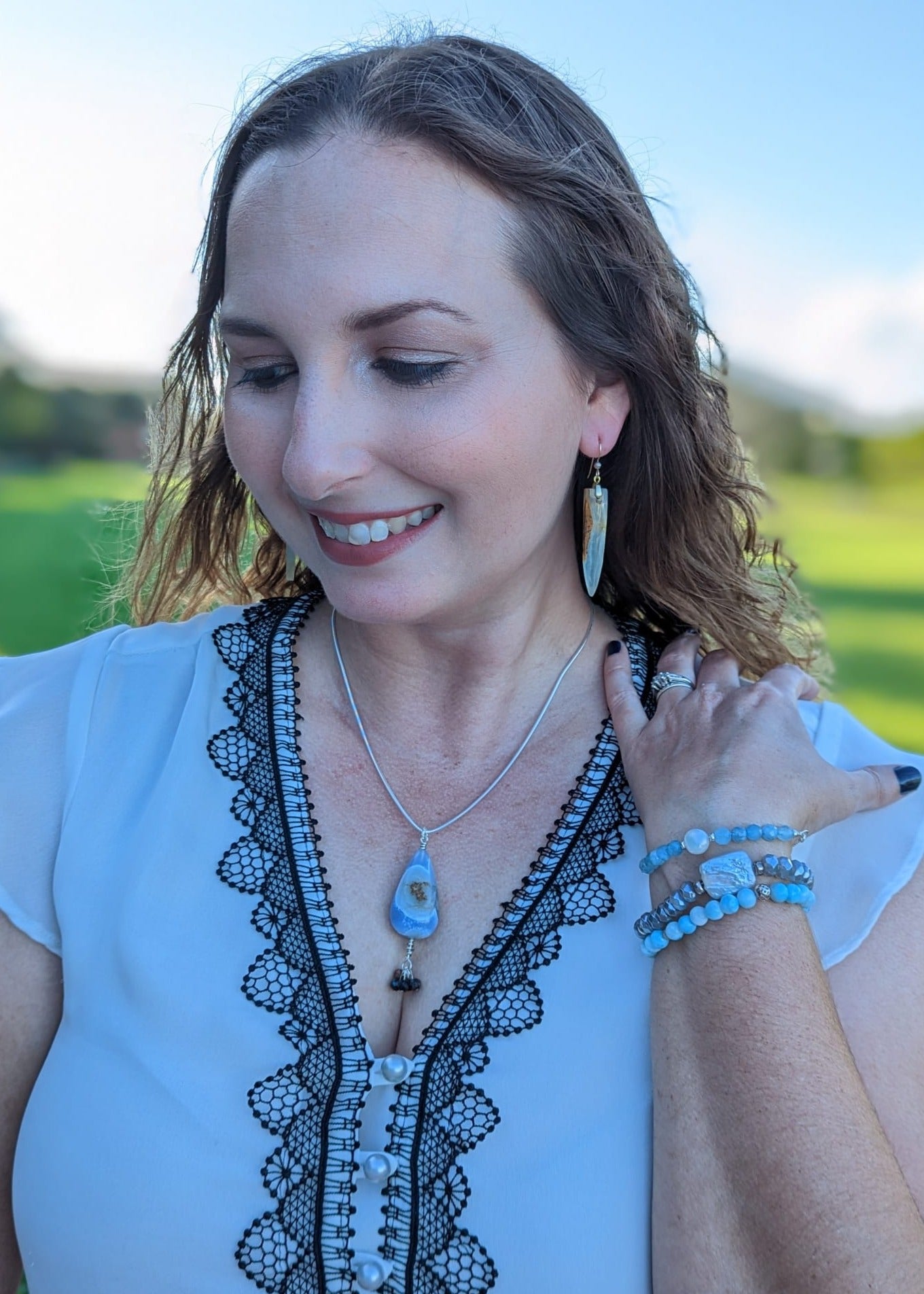 Ocean Treasure: Sterling Silver Aquamarine Coin & Pearl Adjustable Bracelet
