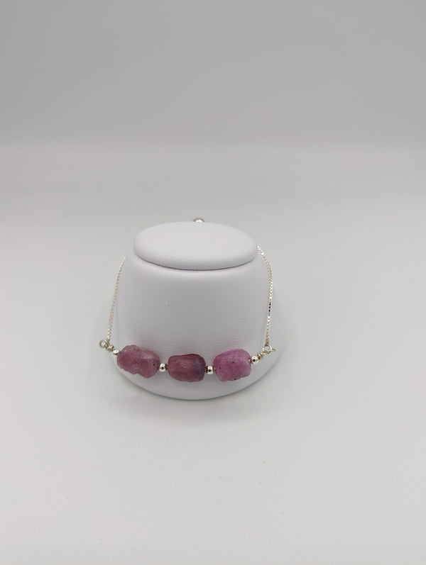 Sterling Silver Natural Ruby Adjustable Bracelet