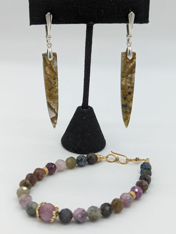 Sterling Silver Laboradite Dager Earrings