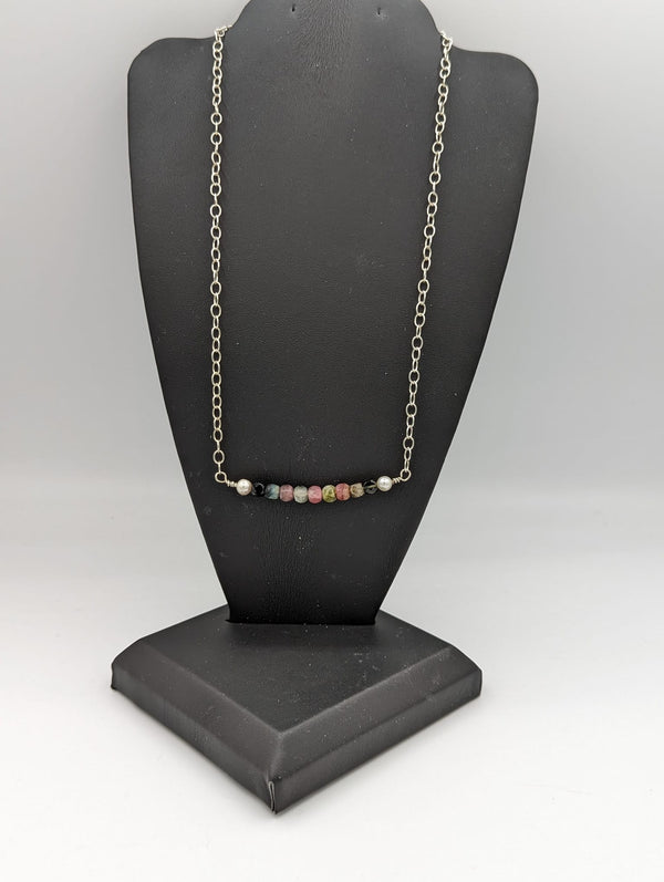 Sterling Silver Tourmaline Bar Necklace