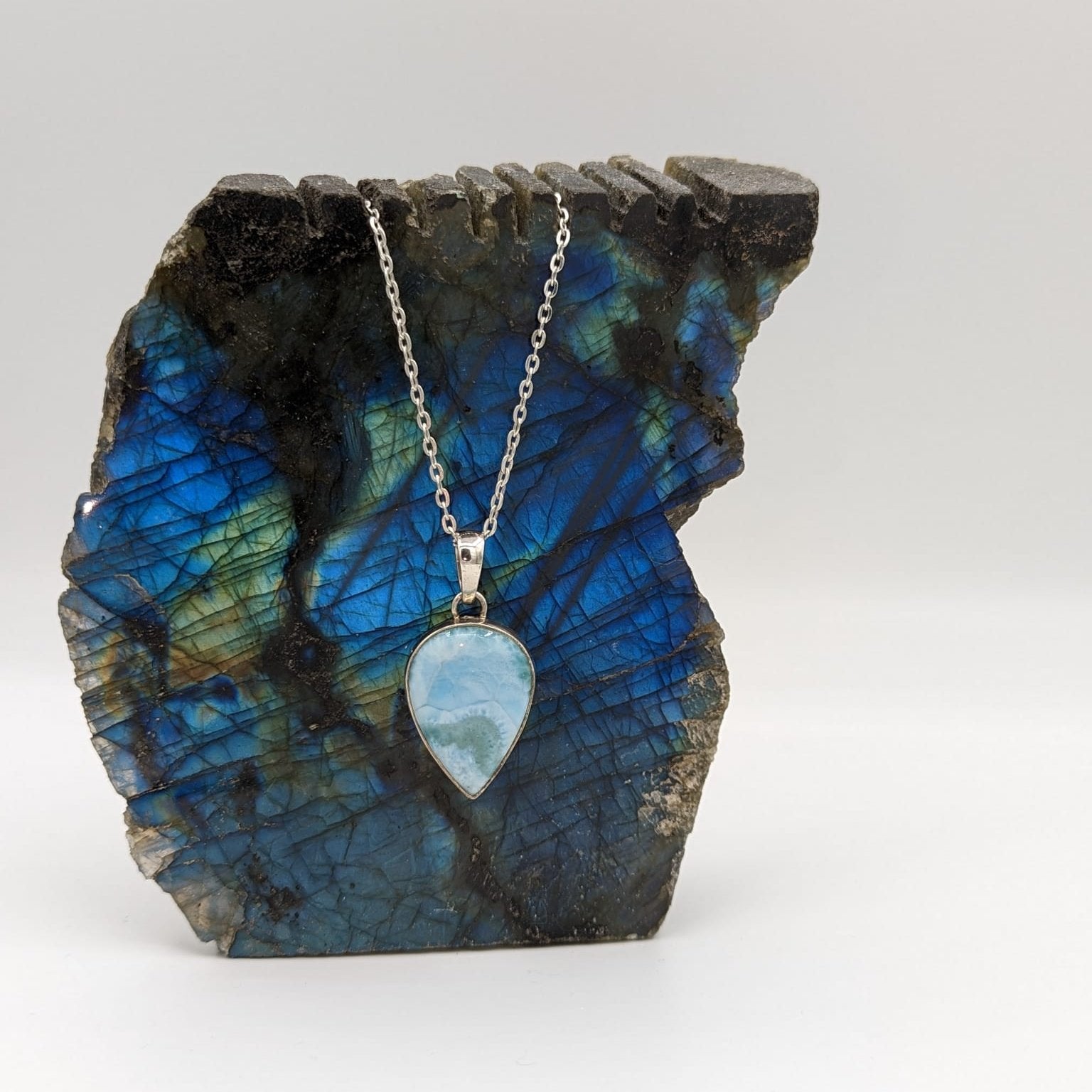 Ocean Serenity Larimar Pendant Necklace – Sterling Silver