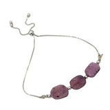 Sterling Silver Natural Ruby Adjustable Bracelet
