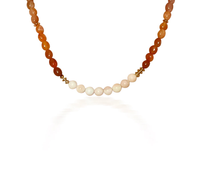 elegant botswana agate and queen conch shell necklace