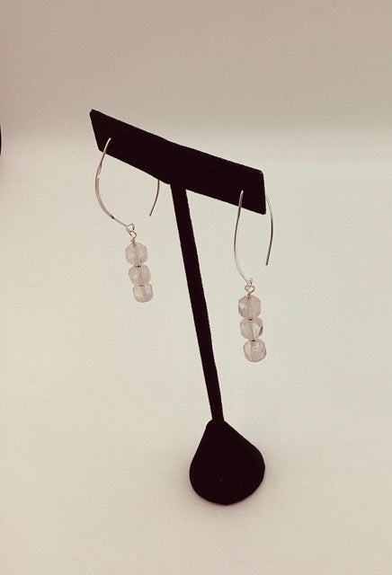 Sterling Silver Rose Quartz Drop Earrings