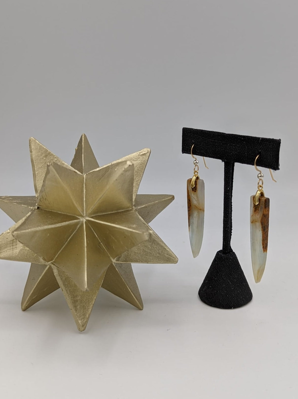 sideview Lemurian Aquatine earrings